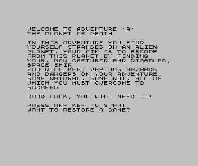 Adventure A - The Planet of Death [a][16K]