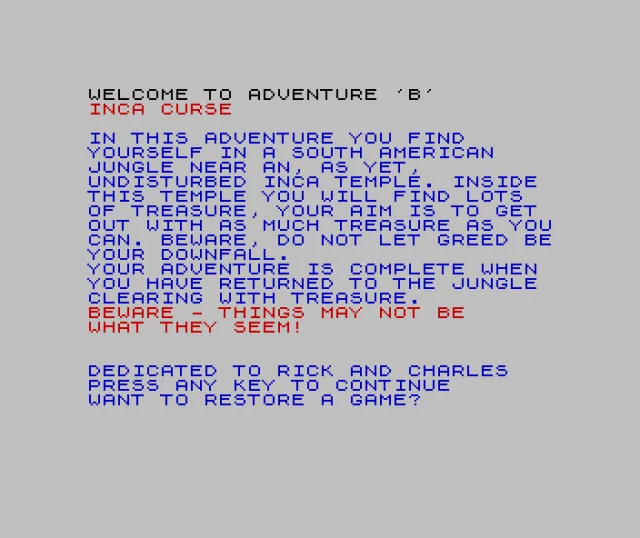 Adventure B - Inca Curse [a3][16K]