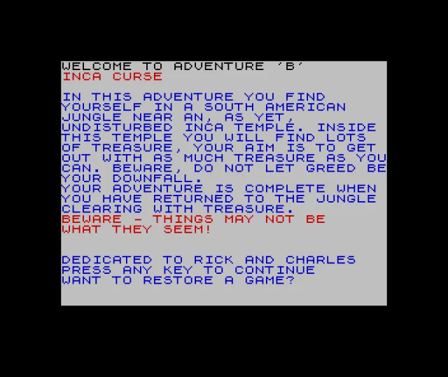 Adventure B - Inca Curse [a5][16K]