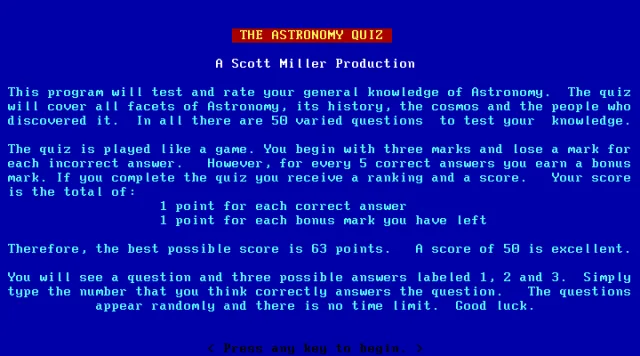 Astronomy Quiz, The