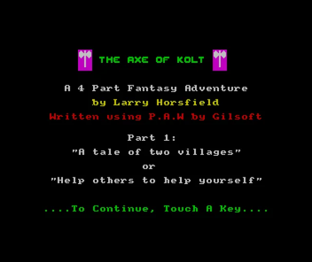 Axe of Kolt, The (Part 1 of 4)[128K]