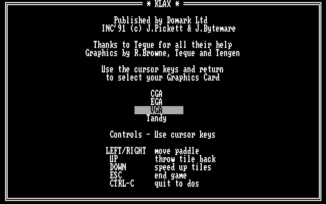 MS-DOS: Klax (Tandy Machine)