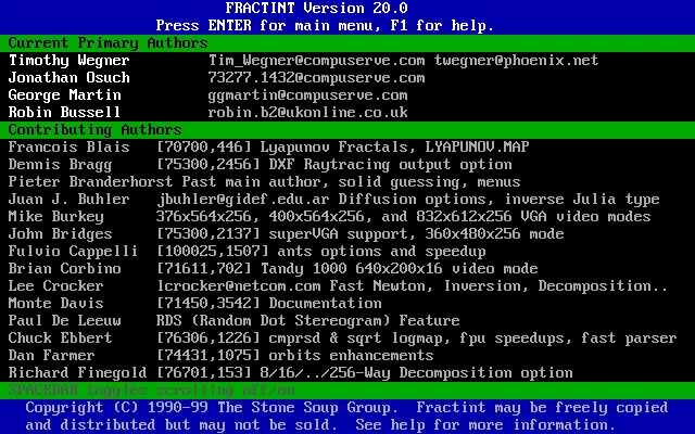 Fractint Fractal generator 20.0 DOS