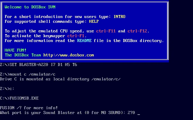 Fusion BBS Intro - Sound Blaster Version